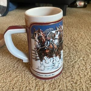 1989 Budweiser collector’s series beer Stein Christmas horses Clydesdales German